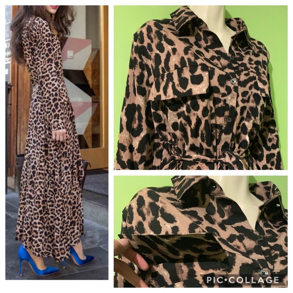 leopard print shirt dress size 18